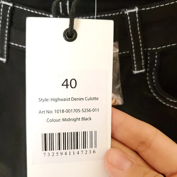 NA-KD Highwaist Denim Culotte Women Size 40 Jeans in Midnight Black Lightweight - Picture 8 of 14